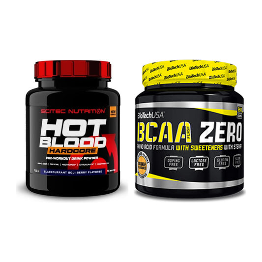 Trainings-Set: Scitec Hot Blood Hardcore + BioTech BCAA Zero – alle enthaltenen Artikel