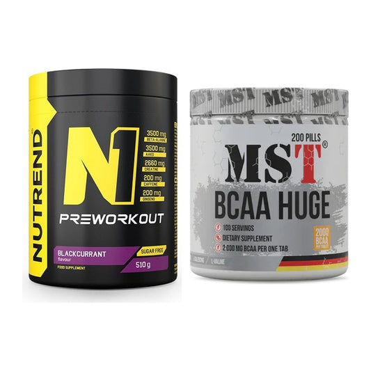 Trainings-Set: Nutrend N1 Preworkout + MST BCAA Huge 200 Tabl./ – alle enthaltenen Artikel