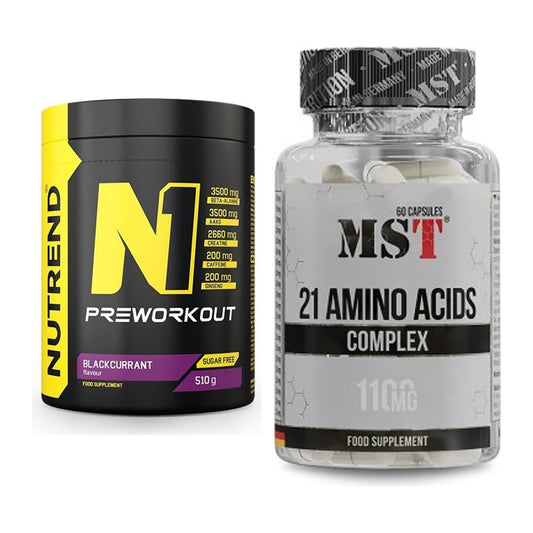Trainings-Set: Nutrend N1 Preworkout + MST 21 Amino Acids – alle enthaltenen Artikel