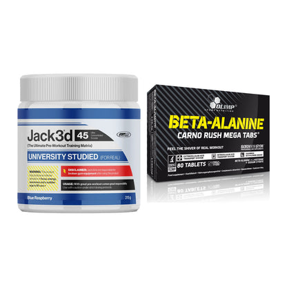 Trainings-Set: USP Labs Jack3d 45 Serv. + Olimp Beta-Alanin Carno – alle enthaltenen Artikel