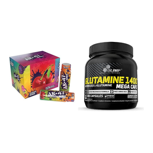 Комплект за обучение: AK47 Labs AK47 Shots + Olimp L-Glutamine Mega Caps - всички артикули са включени