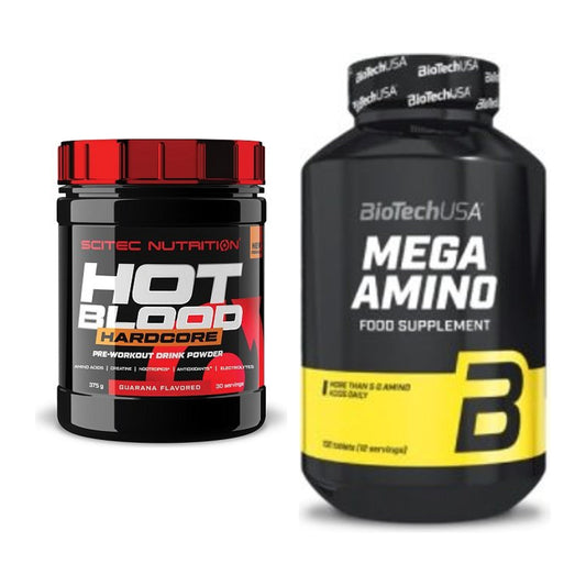 Trainings-Set: Scitec Hot Blood Hardcore + BioTech Mega Amino – alle enthaltenen Artikel