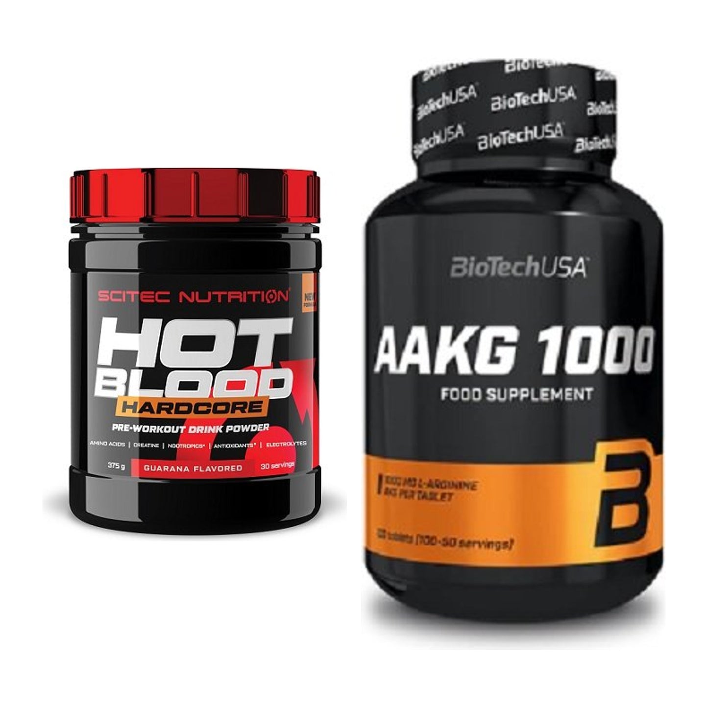 Trainings-Set: Scitec Hot Blood Hardcore + BioTech AAKG 1000mg 100 – alle enthaltenen Artikel