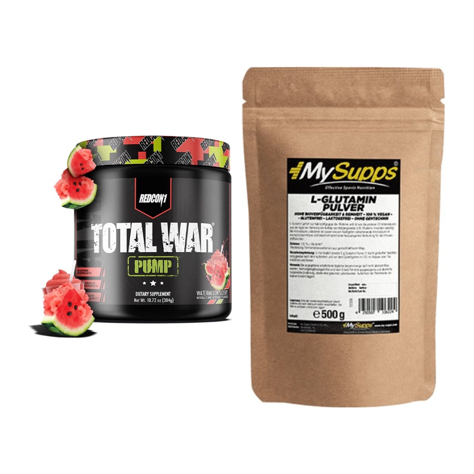 Trainings-Set: Redcon1 Total War PUMP + MySupps Glutamine – alle enthaltenen Artikel
