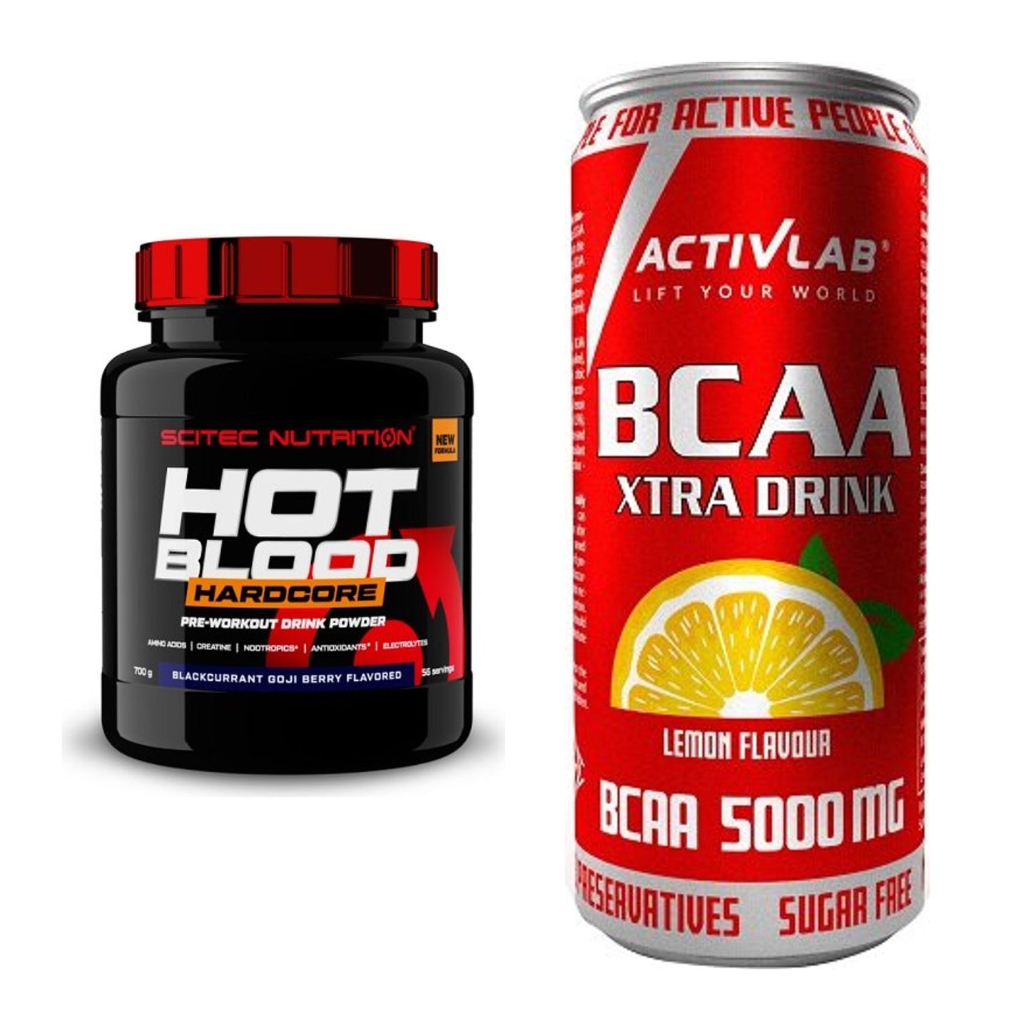 Trainings-Set: Scitec Hot Blood Hardcore + Activlab BCAA Xtra Drink – alle enthaltenen Artikel