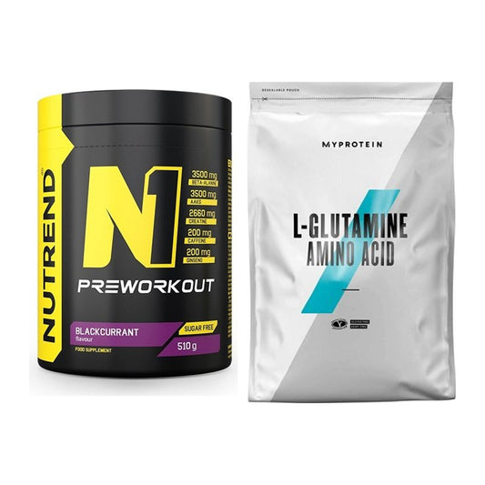 Trainings-Set: Nutrend N1 Preworkout + MyProtein Glutamin – alle enthaltenen Artikel