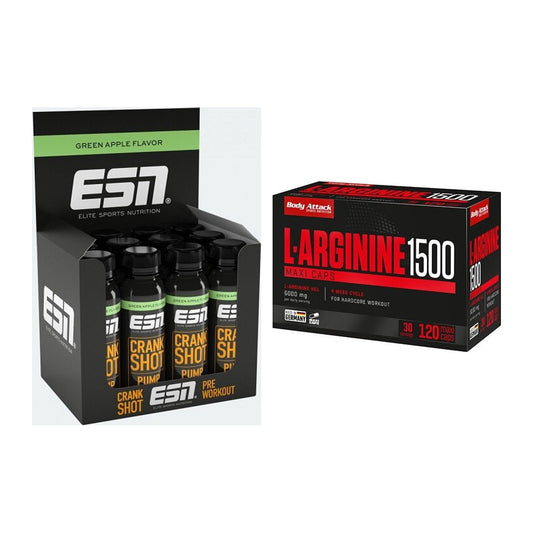 Trainings-Set: ESN Crank Pump Shot + Body Attack L-Arginin 1500 – alle enthaltenen Artikel