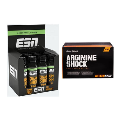 Trainings-Set: ESN Crank Pump Shot + Body Attack Arginine Shock – alle enthaltenen Artikel