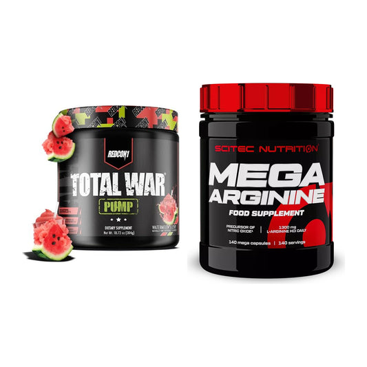 Trainings-Set: Redcon1 Total War PUMP + Scitec Mega Arginine – alle enthaltenen Artikel