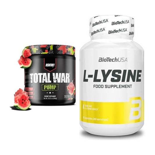 Trainings-Set: Redcon1 Total War PUMP + BioTech L-Lysine – alle enthaltenen Artikel
