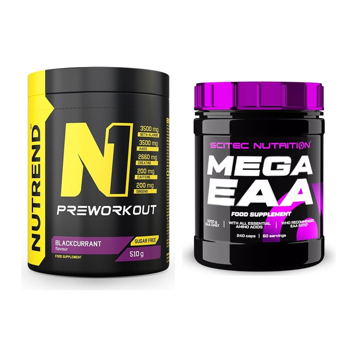 Trainings-Set: Nutrend N1 Preworkout + Scitec Mega EAA – alle enthaltenen Artikel