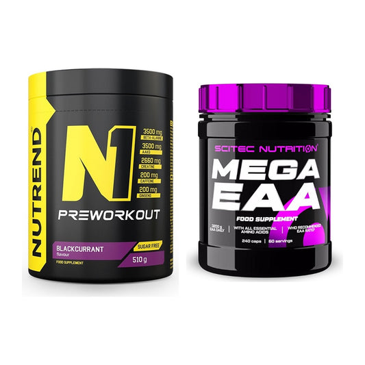 Trainings-Set: Nutrend N1 Preworkout + Scitec Mega EAA – alle enthaltenen Artikel