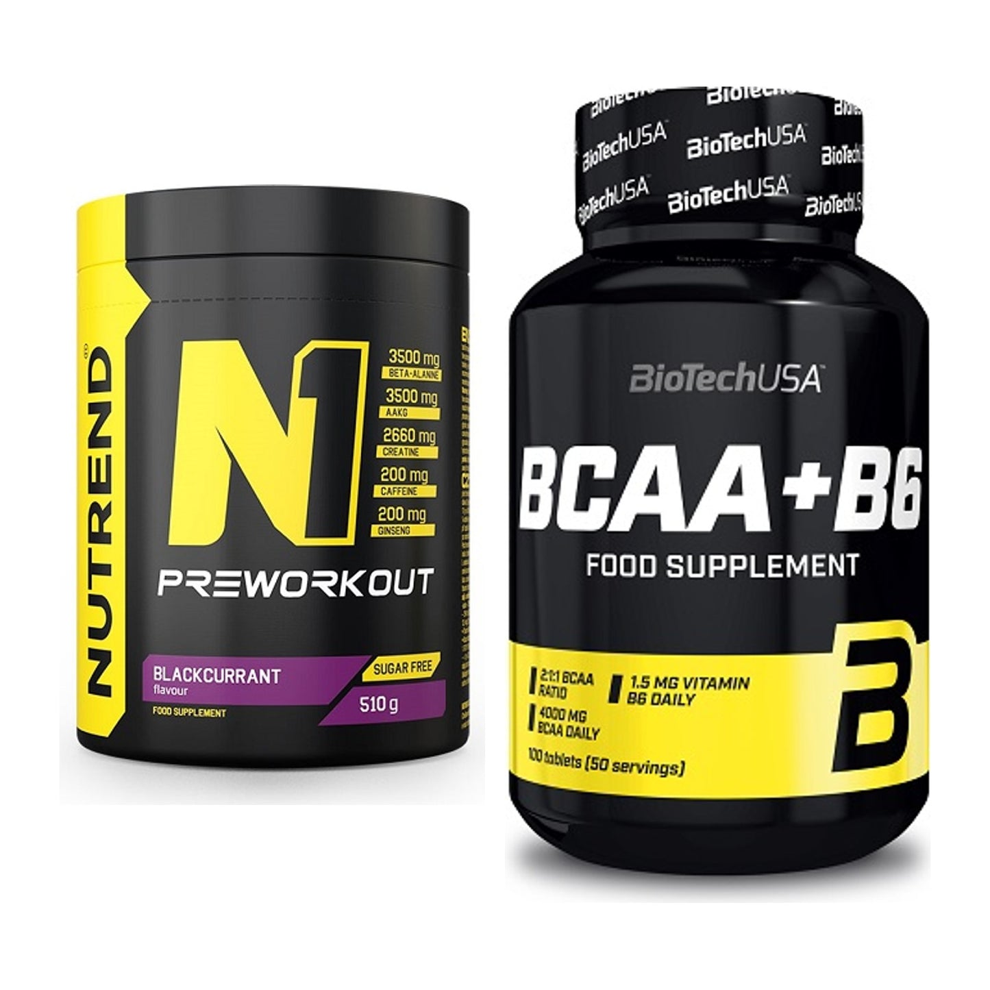 Trainings-Set: Nutrend N1 Preworkout + BioTech BCAA+B6 100 Tabl – alle enthaltenen Artikel