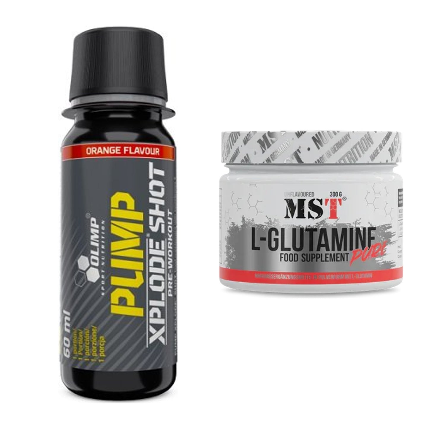Trainings-Set: Olimp Pump Xplode Shot + MST Glutamine – alle enthaltenen Artikel