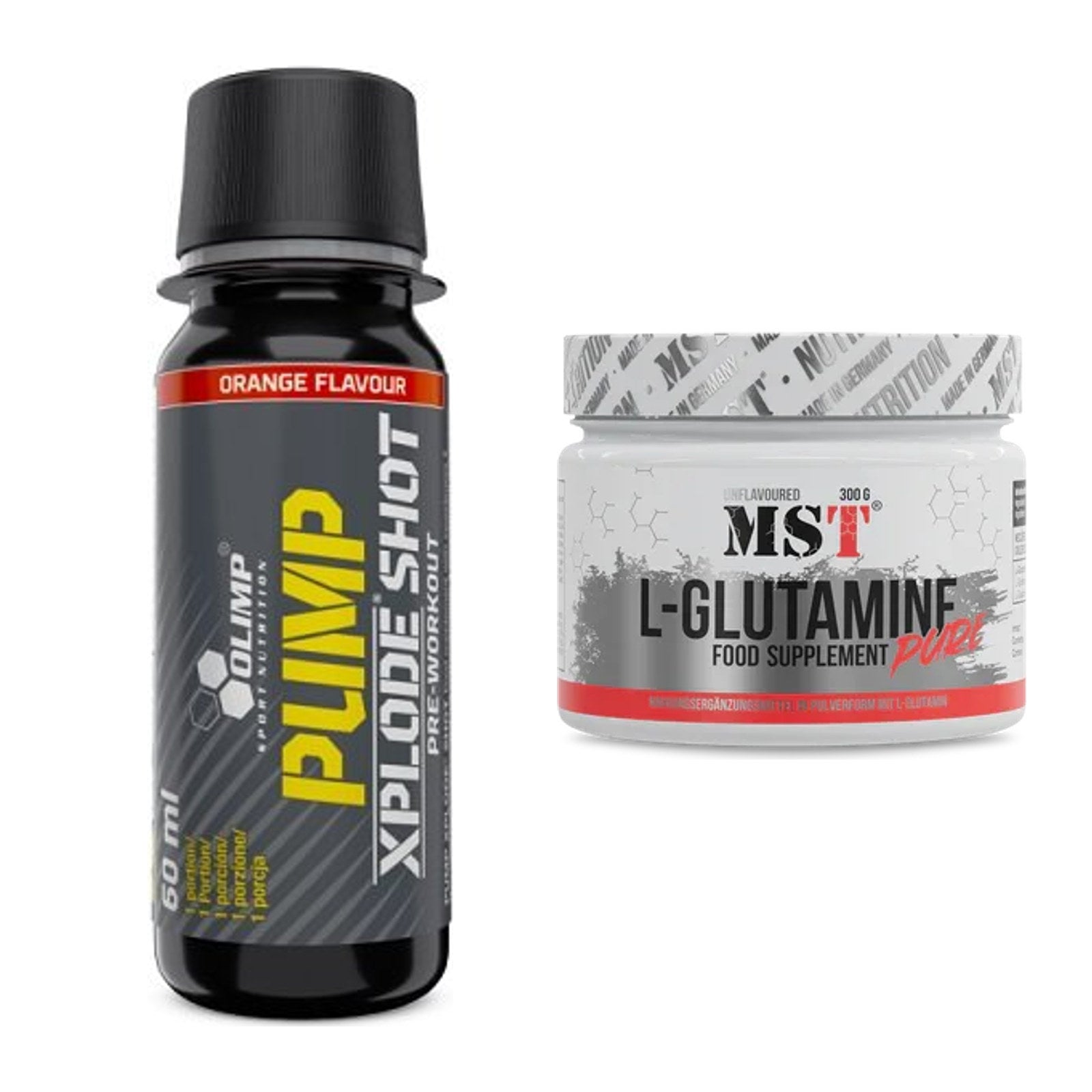 Trainings-Set: Olimp Pump Xplode Shot + MST Glutamine – alle enthaltenen Artikel