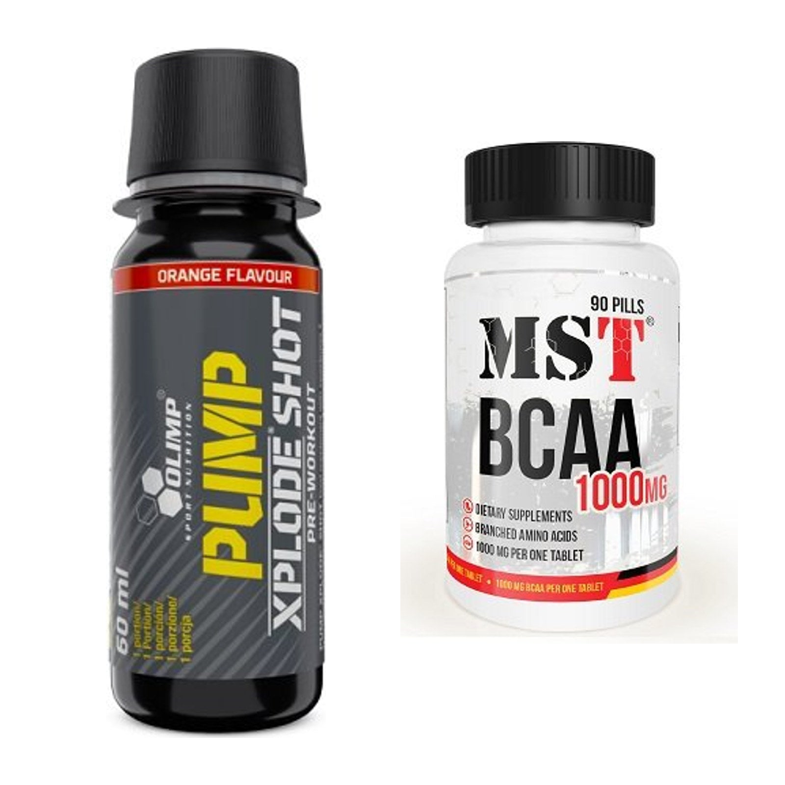 Trainings-Set: Olimp Pump Xplode Shot + MST BCAA 1000 (90 Tabl.) – alle enthaltenen Artikel