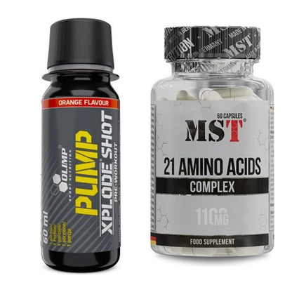 Trainings-Set: Olimp Pump Xplode Shot + MST 21 Amino Acids – alle enthaltenen Artikel