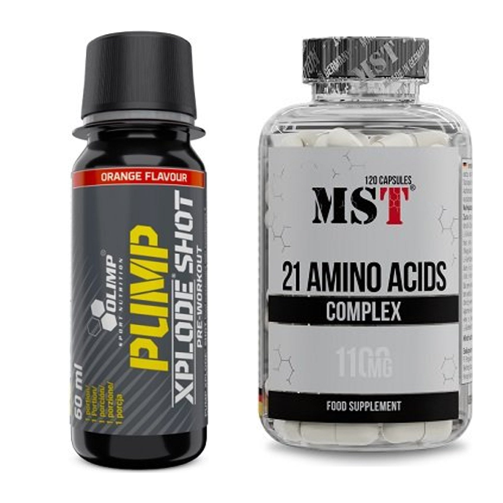 Trainings-Set: Olimp Pump Xplode Shot + MST 21 Amino Acids – alle enthaltenen Artikel
