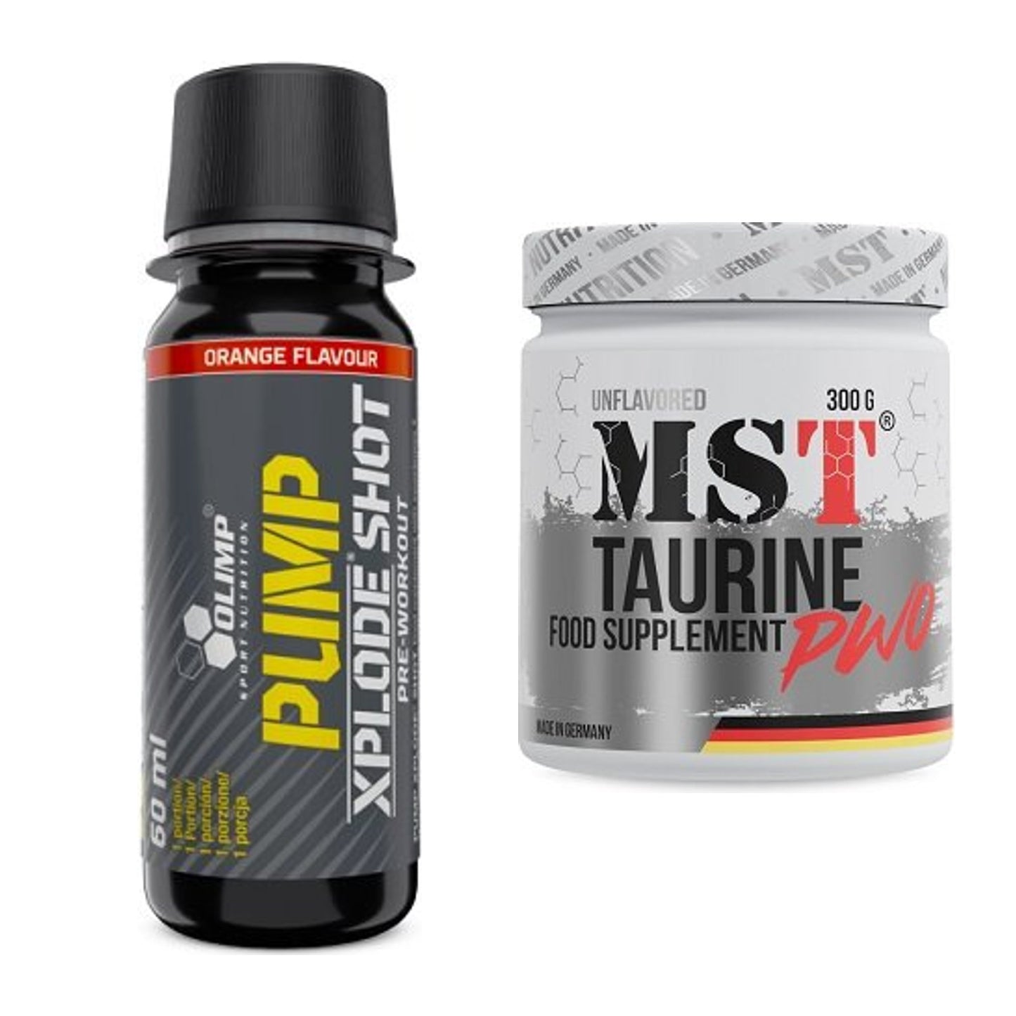 Trainings-Set: Olimp Pump Xplode Shot + MST Taurine – alle enthaltenen Artikel