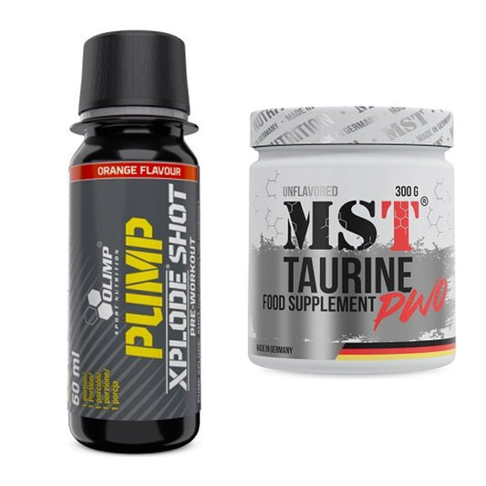 Træningssæt: Olimp Pump Xplode Shot + MST Taurine - alle varer inkluderet
