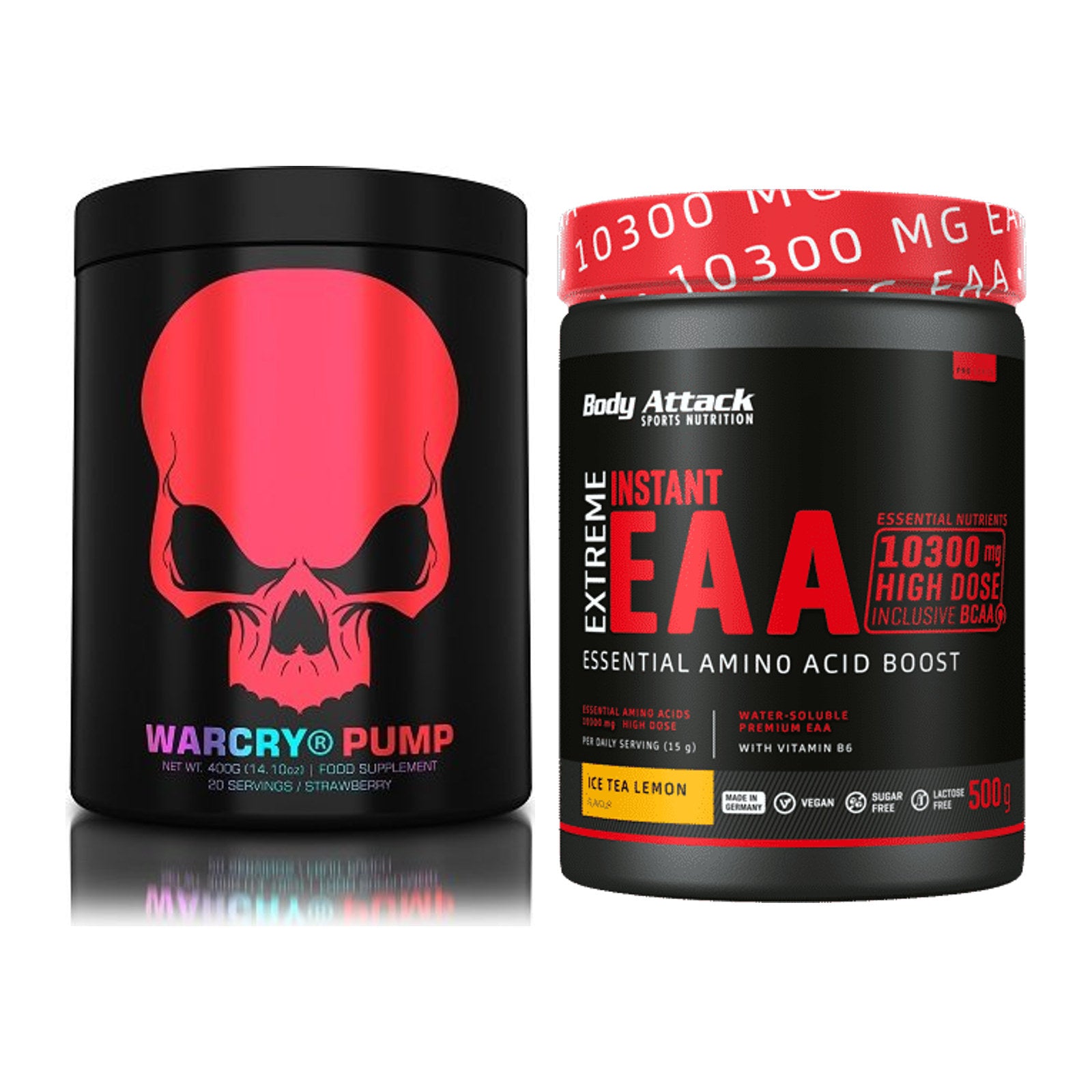 Trainings-Set: Genius Nutrition Warcry + Body Attack Extreme – alle enthaltenen Artikel
