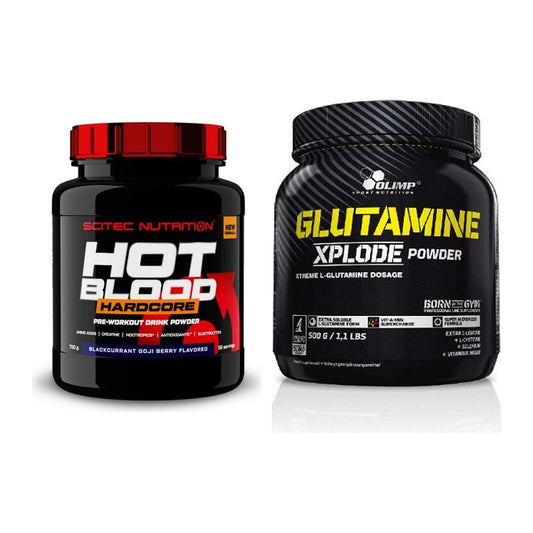 Trainings-Set: Scitec Hot Blood Hardcore + Olimp L-Glutamine Xplode – alle enthaltenen Artikel