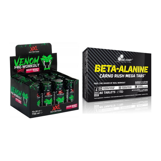 Trainings-Set: XXL Nutrition Venom Shot + Olimp Beta-Alanin Carno Rush – alle enthaltenen Artikel