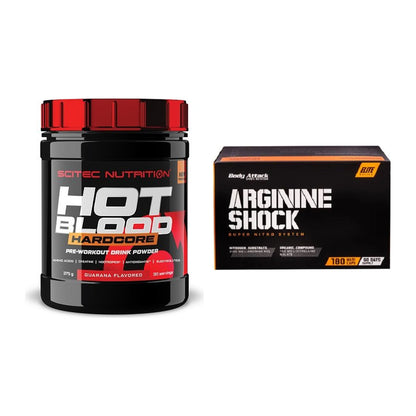 Trainings-Set: Scitec Hot Blood Hardcore + Body Attack Arginine Shock – alle enthaltenen Artikel