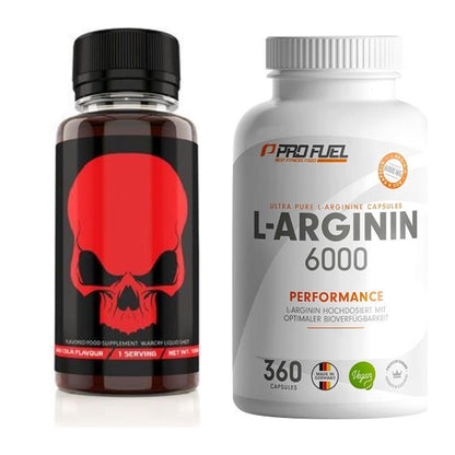 Trainings-Set: Genius Nutrition Warcry Liquid + ProFuel L-Arginin 6000 – alle enthaltenen Artikel