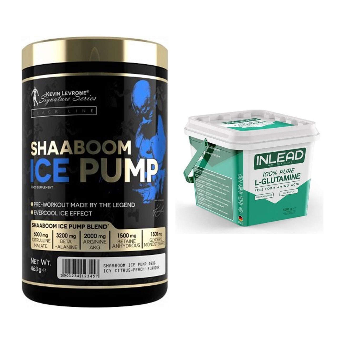 Trainings-Set: Kevin Levrone Shaaboom Ice Pump + INLEAD L-Glutamine – alle enthaltenen Artikel