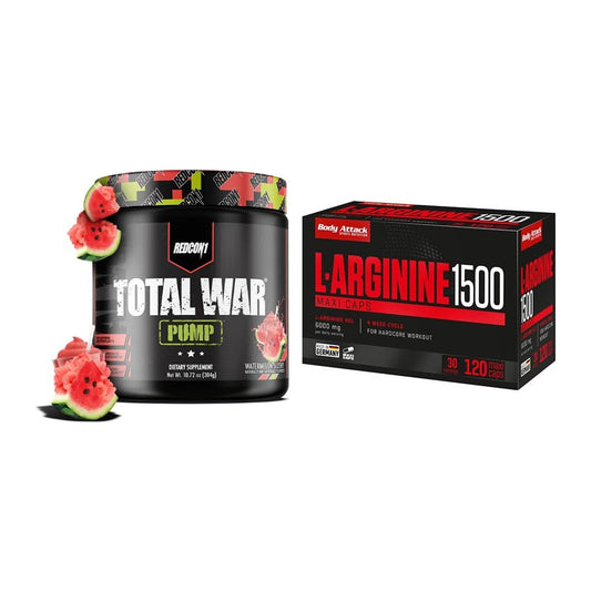 Trainings-Set: Redcon1 Total War PUMP + Body Attack L-Arginin 1500 – alle enthaltenen Artikel