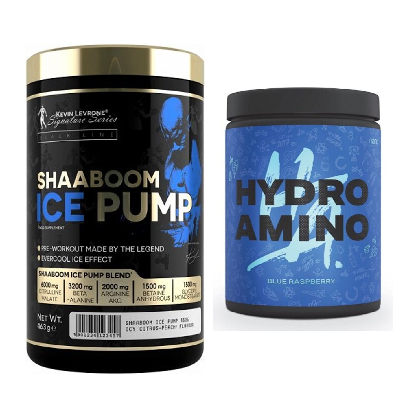 Trainings-Set: Kevin Levrone Shaaboom Ice + Nanosupps Hydro Amino 390g – alle enthaltenen Artikel