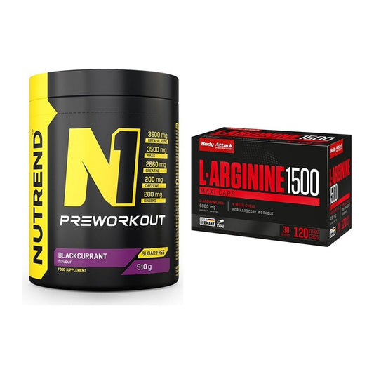 Trainings-Set: Nutrend N1 Preworkout + Body Attack L-Arginin 1500 – alle enthaltenen Artikel