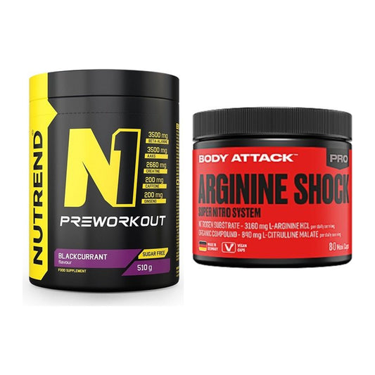 Trainings-Set: Nutrend N1 Preworkout + Body Attack Arginine Shock – alle enthaltenen Artikel