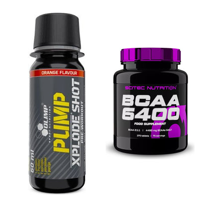 Trainings-Set: Olimp Pump Xplode Shot + Scitec BCAA 6400 – alle enthaltenen Artikel