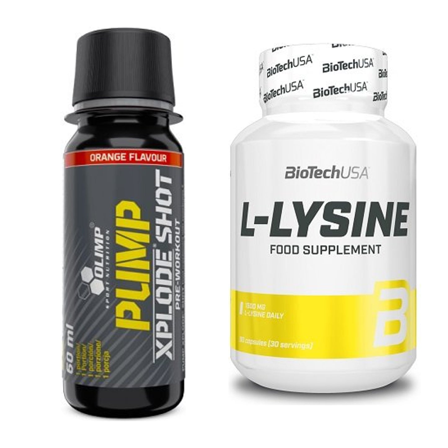 Trainings-Set: Olimp Pump Xplode Shot + BioTech L-Lysine – alle enthaltenen Artikel
