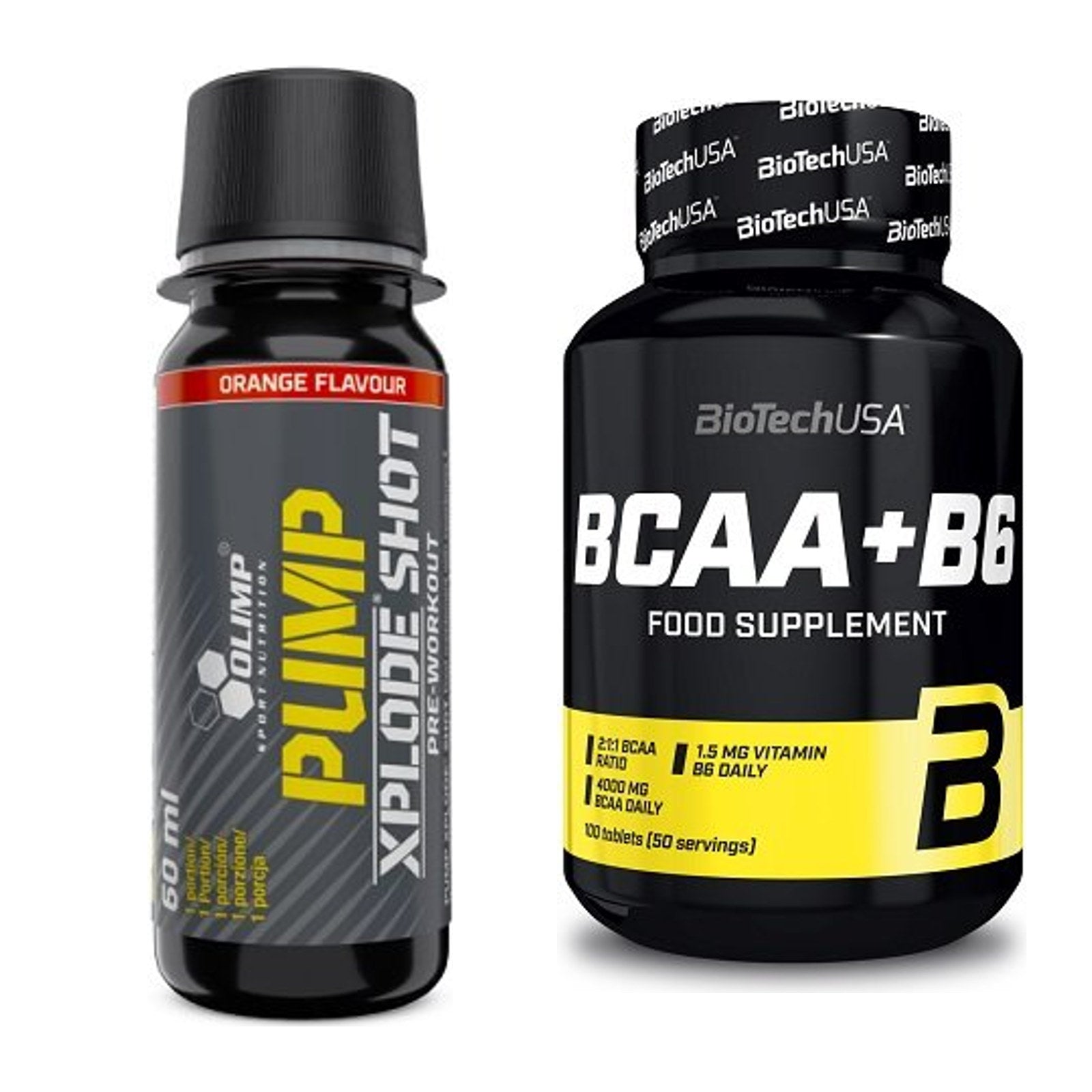 Trainings-Set: Olimp Pump Xplode Shot + BioTech BCAA+B6 100 Tabl – alle enthaltenen Artikel