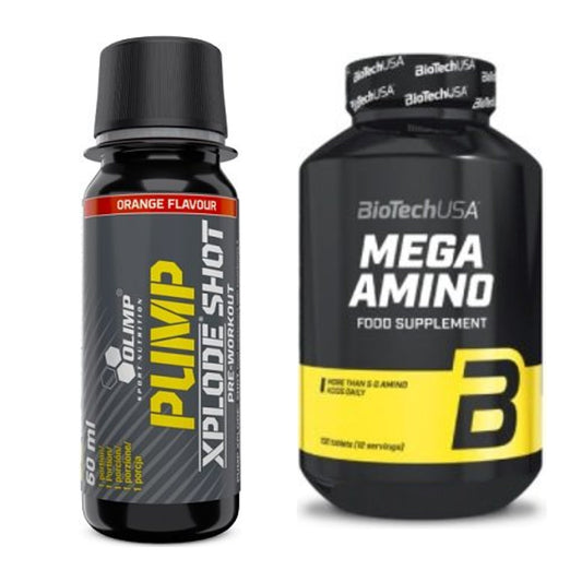 Trainings-Set: Olimp Pump Xplode Shot + BioTech Mega Amino – alle enthaltenen Artikel
