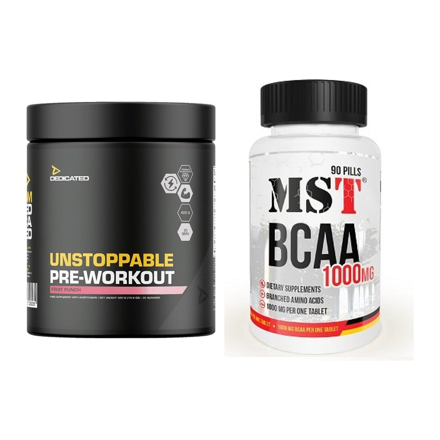 Trainings-Set: Dedicated Unstoppable + MST BCAA 1000 (90 Tabl.) – alle enthaltenen Artikel