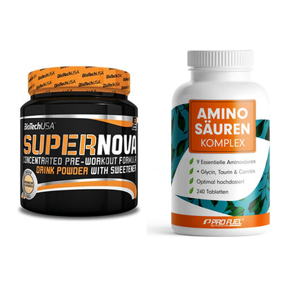 Trainings-Set: BioTech Supernova + ProFuel Aminosäuren Komplex 240 – alle enthaltenen Artikel