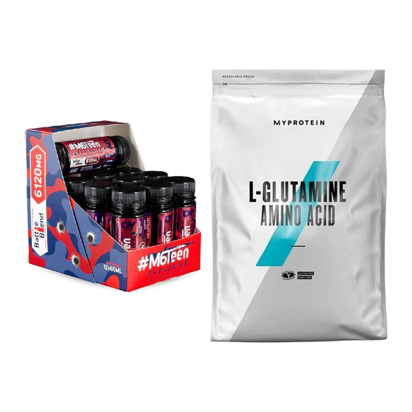 Trainings-Set: DY Nutrition M6Teen Prewokrout + MyProtein Glutamin – alle enthaltenen Artikel