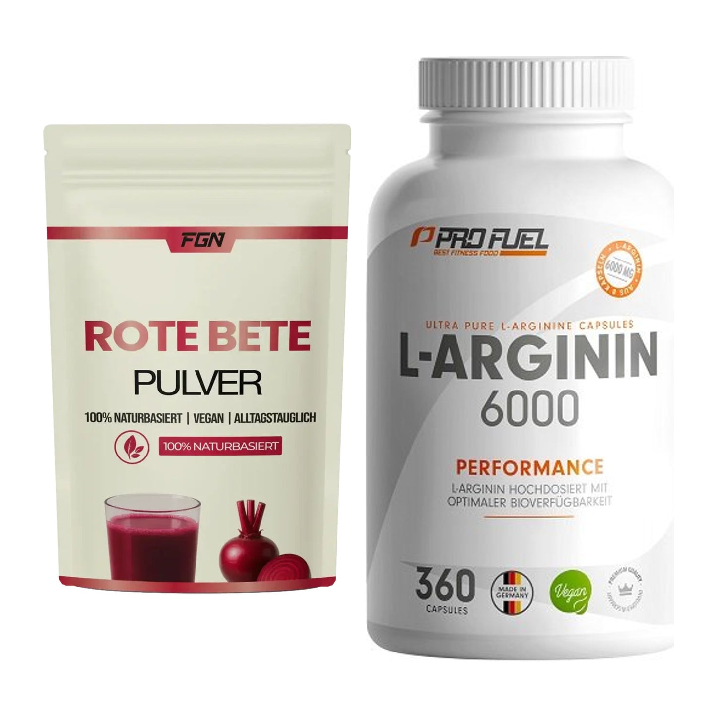 Trainings-Set: FGN Rote Beete Pulver + ProFuel L-Arginin 6000 – alle enthaltenen Artikel