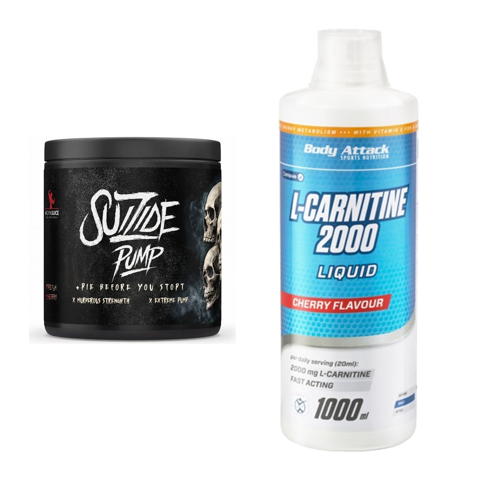 Trainings-Set: #GYMJUICE SUIZIDE PUMP + Body Attack L-Carnitine Liquid – alle enthaltenen Artikel