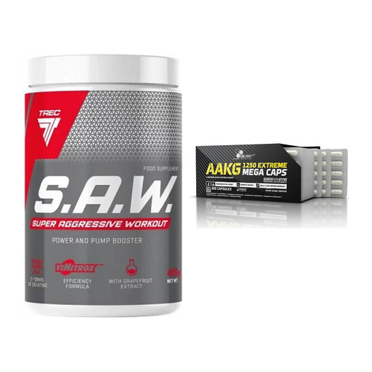 Set de antrenament: Trec Nutrition SAW Booster + Olimp AAKG Extreme Mega - toate articolele incluse
