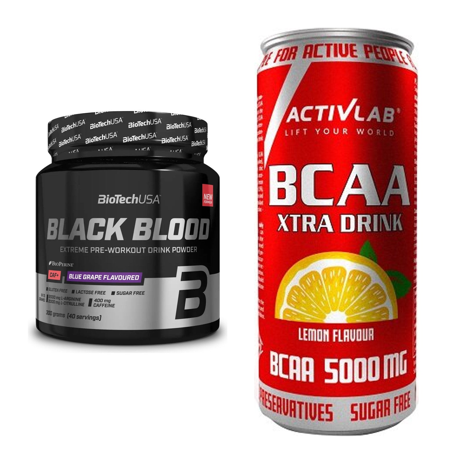 Trainings-Set: BioTech Black Blood CAF + Activlab BCAA Xtra Drink – alle enthaltenen Artikel