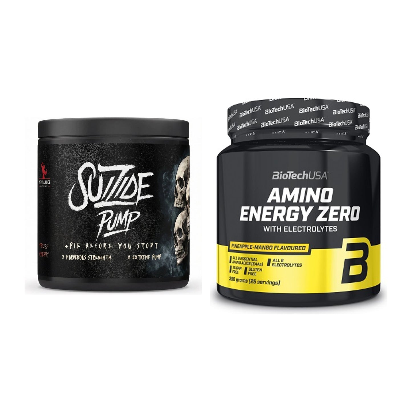 Trainings-Set: #GYMJUICE SUIZIDE PUMP + BioTech Amino Energy Zero – alle enthaltenen Artikel