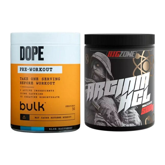 Trainings-Set: Bulk Dope Pre-Workout 30 Serv. + Big Zone Arginine HCl – alle enthaltenen Artikel