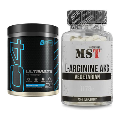 Trainings-Set: Cellucor C4 ULTIMATE 20 Serv. + MST Arginin AAKG 1178mg – alle enthaltenen Artikel
