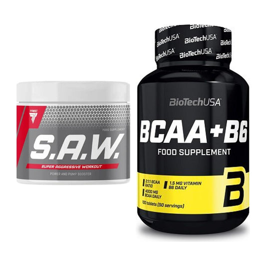 Trainings-Set: Trec Nutrition SAW Booster + BioTech BCAA+B6 100 Tabl – alle enthaltenen Artikel