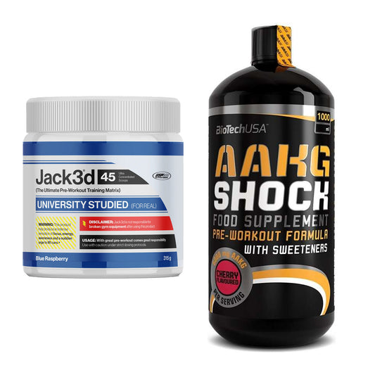 Trainings-Set: USP Labs Jack3d 45 Serv. + BioTech AAKG Shock Extreme – alle enthaltenen Artikel